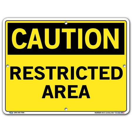Vestil Aluminum Sign, 9-1/2" H, 12-1/2" W, Aluminum, Rectangle, English, SI-C-12-B-AL-063 SI-C-12-B-AL-063
